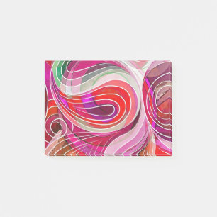 Red and Crimson Doodle With White Lines Post-it Notes