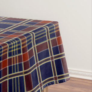 Red and Dark BLue Tartan Plaid Tablecloth