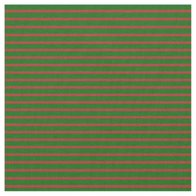 Red and Dark Green Coloured Pattern of Stripes Fabric (Close Up)