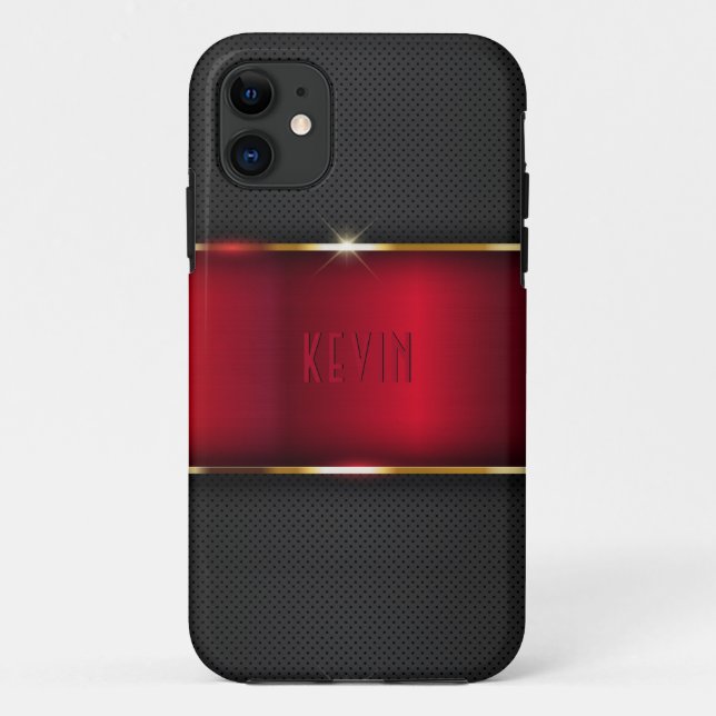 Red and dark grey faux metallic design Case-Mate iPhone case (Back)