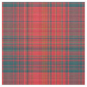 Red and Dark Teal Plaid Fabric