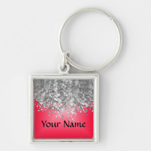 Red and faux glitter key ring