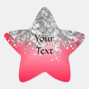Red and faux glitter star sticker