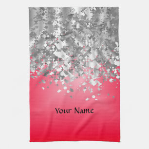 Red and faux glitter tea towel