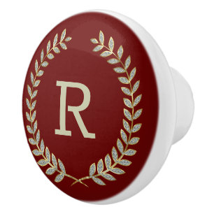 Red and Faux Glitter Wreath Ceramic Knob