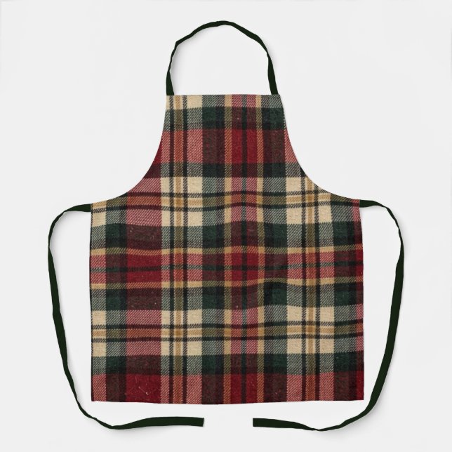 Red And Forest Green Flannel Plaid  Apron (Front)