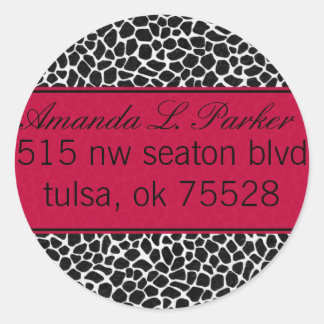 Red and Giraffe Print Classic Round Sticker