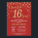 Red and Gold 16th Birthday Diamond Invitation<br><div class="desc">16th Birthday Invitation with Red and Gold Glitter Diamond Background. Gold Confetti. Kids Birthday. Boy or Girl Birthday. For further customisation,  please click the "Customise it" button and use our design tool to modify this template.</div>