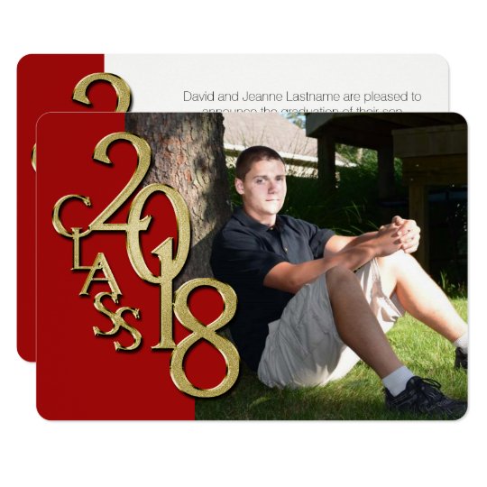 Red and Gold 2018 Graduation Invitation