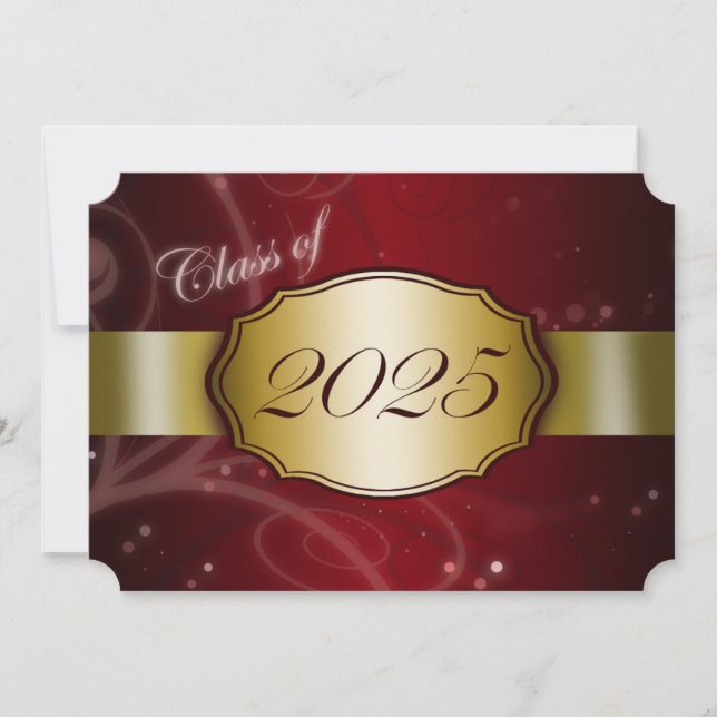Red and Gold 2025 Graduation Invitation (Front)