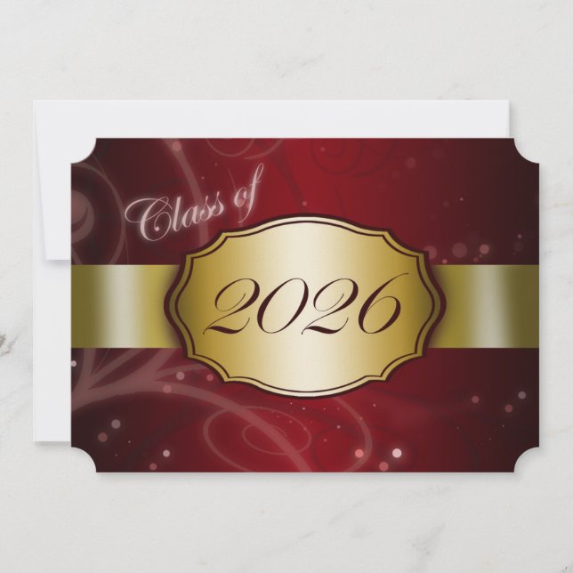 Red and Gold 2026 Graduation Invitation (Front)