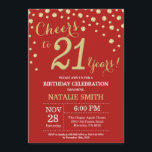 Red and Gold 21st Birthday Diamond Invitation<br><div class="desc">21st Birthday Invitation with Red and Gold Glitter Diamond Background. Gold Confetti. Adult Birthday. Male Men or Women Birthday. For further customisation,  please click the "Customise it" button and use our design tool to modify this template.</div>