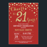 Red and Gold 21st Birthday Diamond Invitation<br><div class="desc">21st Birthday Invitation with Red and Gold Glitter Diamond Background. Gold Confetti. Adult Birthday. Male Men or Women Birthday. For further customisation,  please click the "Customise it" button and use our design tool to modify this template.</div>