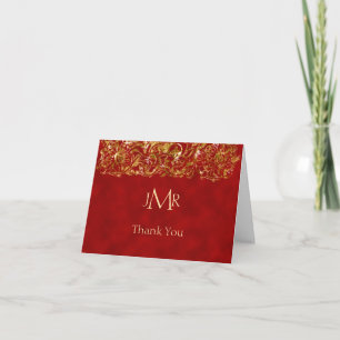 Red and Gold 40th Anniversary Thank You Card