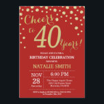 Red and Gold 40th Birthday Diamond Invitation<br><div class="desc">30th Birthday Invitation with Red and Gold Glitter Diamond Background. Gold Confetti. Adult Birthday. Male Men or Women Birthday. For further customisation,  please click the "Customise it" button and use our design tool to modify this template.</div>