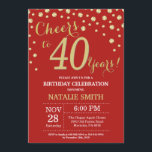 Red and Gold 40th Birthday Diamond Invitation<br><div class="desc">30th Birthday Invitation with Red and Gold Glitter Diamond Background. Gold Confetti. Adult Birthday. Male Men or Women Birthday. For further customisation,  please click the "Customise it" button and use our design tool to modify this template.</div>