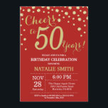 Red and Gold 50th Birthday Diamond Invitation<br><div class="desc">50th Birthday Invitation with Red and Gold Glitter Diamond Background. Gold Confetti. Adult Birthday. Male Men or Women Birthday. For further customisation,  please click the "Customise it" button and use our design tool to modify this template.</div>
