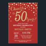 Red and Gold 50th Birthday Diamond Invitation<br><div class="desc">50th Birthday Invitation with Red and Gold Glitter Diamond Background. Gold Confetti. Adult Birthday. Male Men or Women Birthday. For further customisation,  please click the "Customise it" button and use our design tool to modify this template.</div>