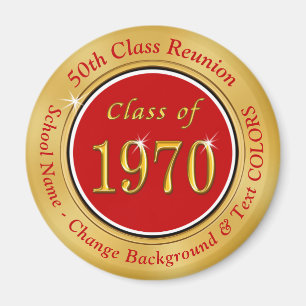 Red and Gold 50th High School Reunion Gifts Magnet