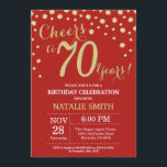 Red and Gold 70th Birthday Diamond Invitation<br><div class="desc">70th Birthday Invitation with Red and Gold Glitter Diamond Background. Gold Confetti. Adult Birthday. Male Men or Women Birthday. For further customisation,  please click the "Customise it" button and use our design tool to modify this template.</div>