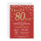 Red and Gold 80th Birthday Diamond Invitation