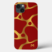 Red and gold abstract giraffe pattern