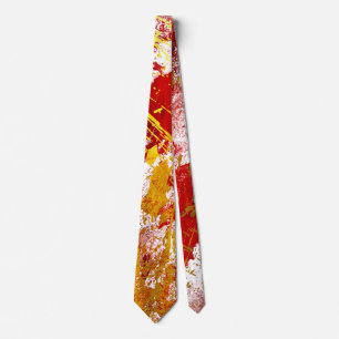 Red and Gold Abstract Strokes Tie