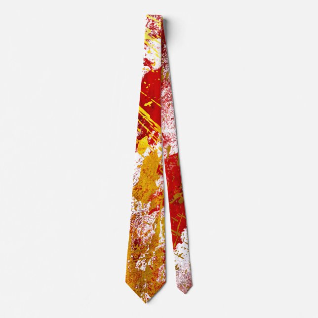 Red and Gold Abstract Strokes Tie (Front)