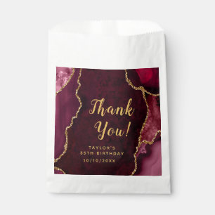 Red and Gold Agate Birthday Thank You Favour Bag