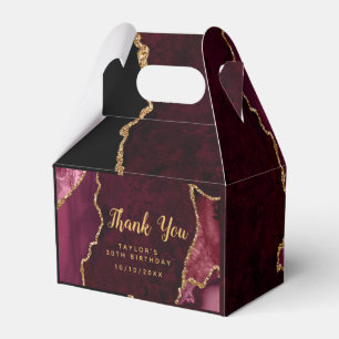 Red and Gold Agate Birthday Thank You Favour Box