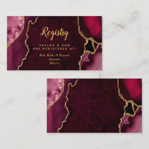 Red and Gold Agate Wedding Registry Enclosure Card