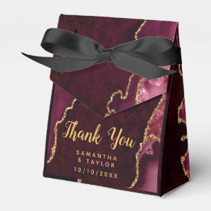 Red and Gold Agate Wedding Thank You Favour Box