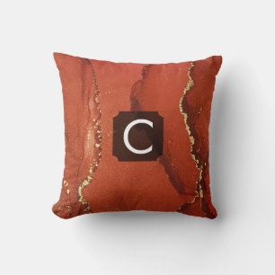 Red and Gold Alcohol Ink Liquid Abstract Art Cushion