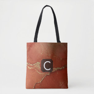 Red and Gold Alcohol Ink Liquid Abstract Art Tote Bag