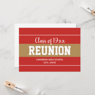 Red and Gold Any Year School Reunion Invitation