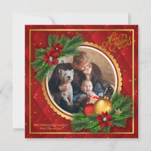 Red and Gold Argyle Photo Card