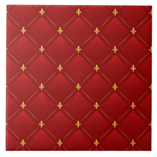 Red and Gold Art Nouveau Ceramic Tile
