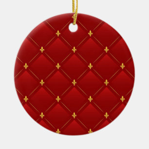 Red and gold art nouveau pattern ceramic ornament