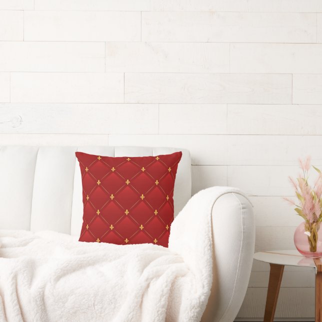 Red and gold art nouveau pattern cushion (Couch)