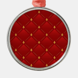 Red and gold art nouveau pattern metal ornament