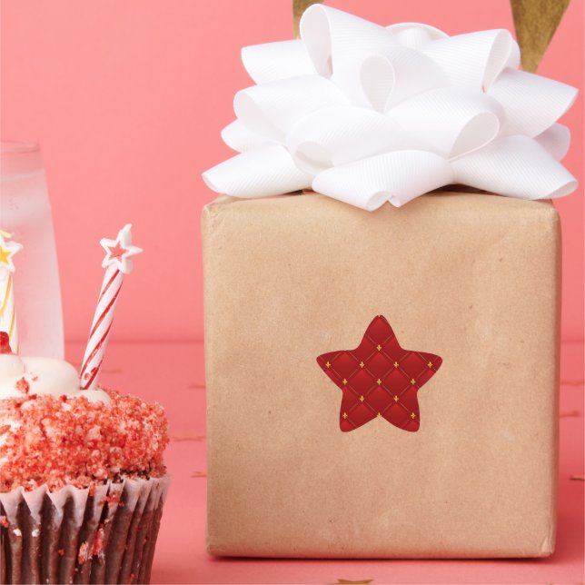 Red and Gold Art Nouveau Star Sticker (Party)