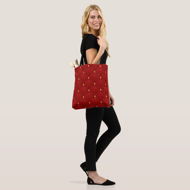 Red and Gold Art NouveaU Tote Bag (On Model)