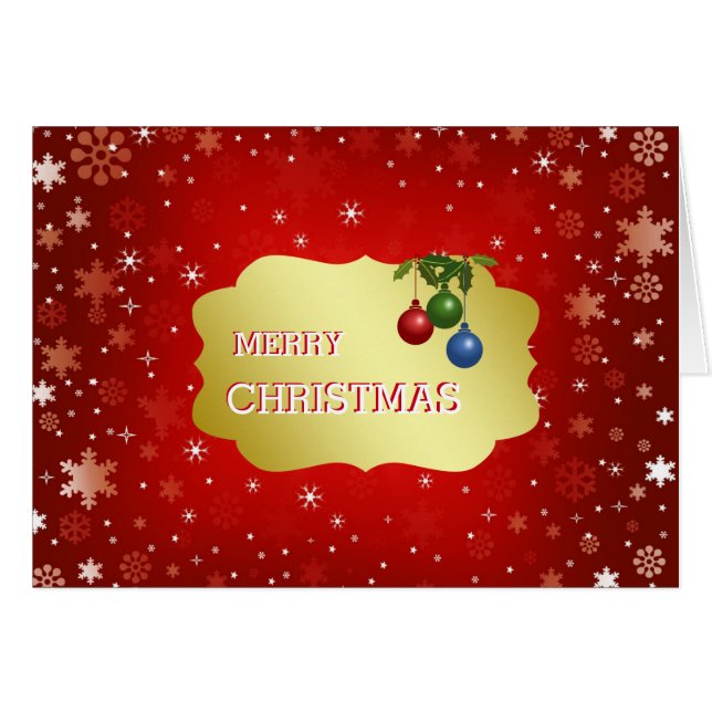 Red and Gold Badge with Balls Marry Christmas (Front Horizontal)