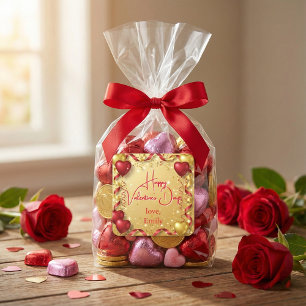 Red and Gold Balloons Happy Valentine's Day Square Sticker