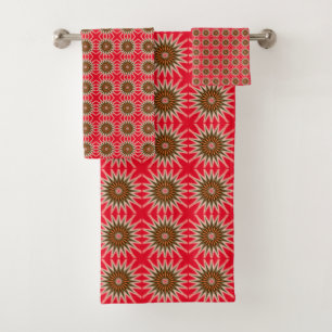 Red and Gold  Bath Towel Set