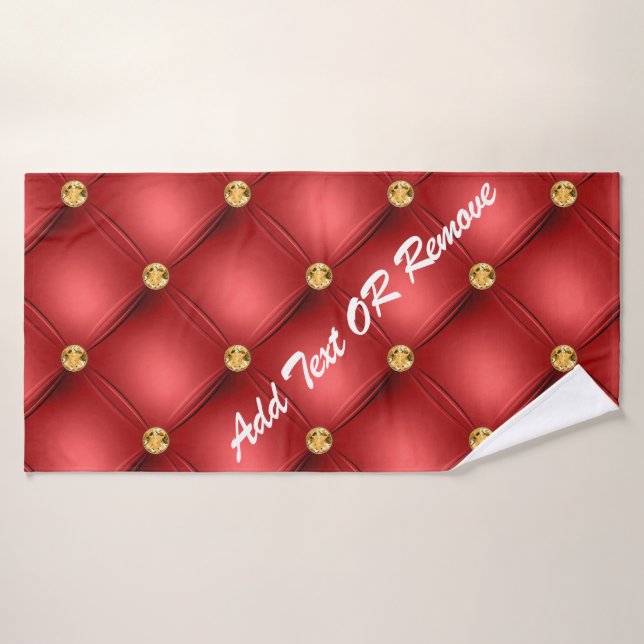 Red and Gold Bath Towel with Custom Text (Bath Towel)