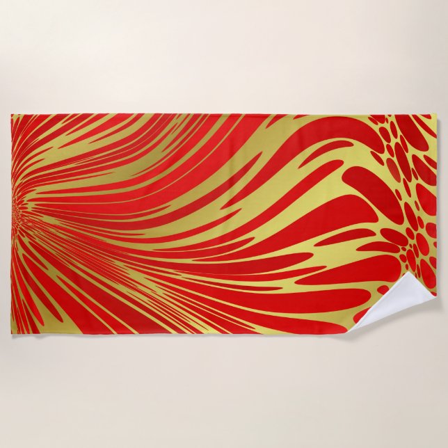 red and gold beach towel (Front)
