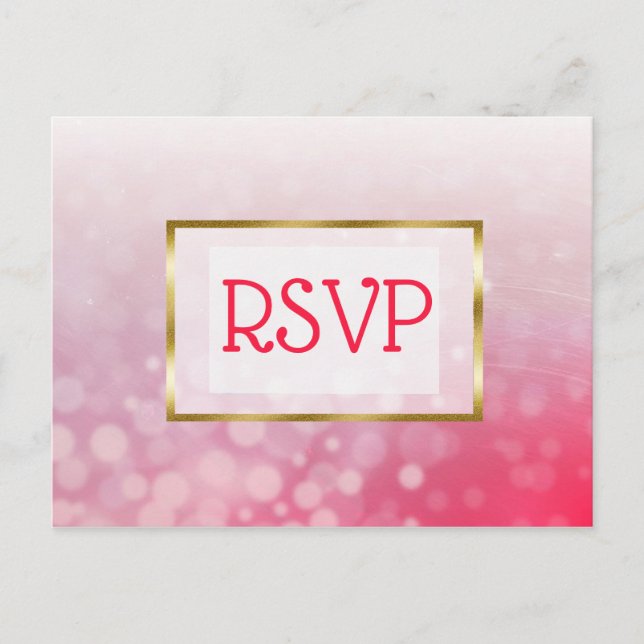 Red and Gold Bubbles Wedding RSVP Postcards (Front)