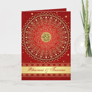 Red and Gold Card Style Wedding Invitation