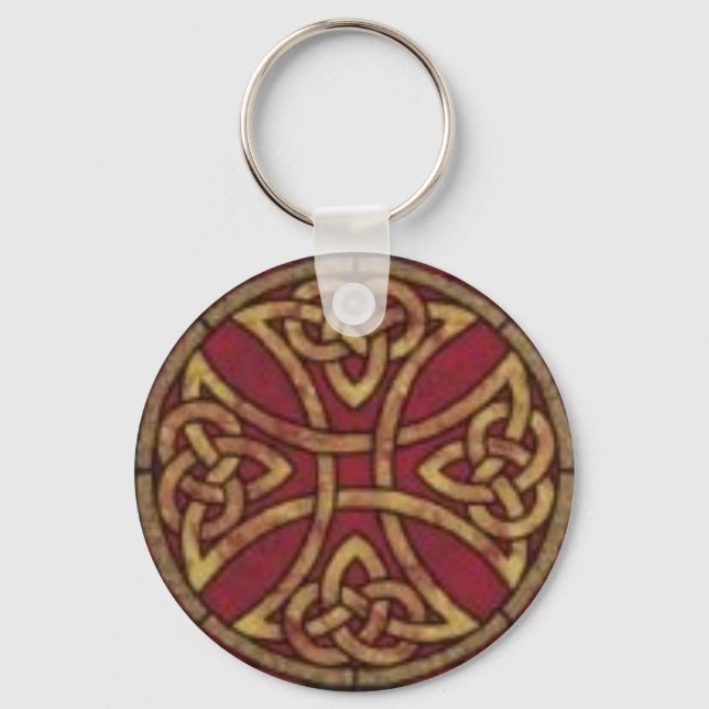 Red and Gold Celtic Knot Key Ring (Front)